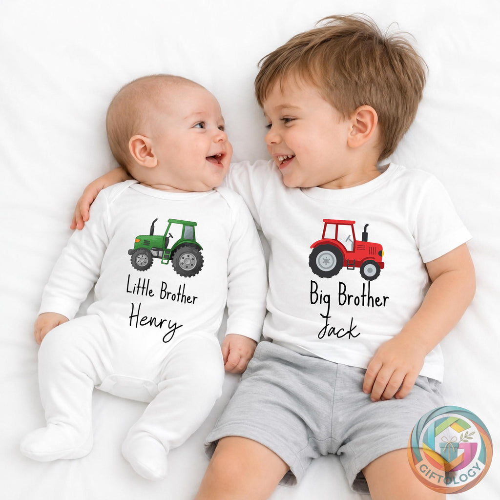 Personalised Big Brother and Little Brother T-shirt Babygrow, Siblings Outfit, Kids Personalised Tees, Matching Brother Gifts