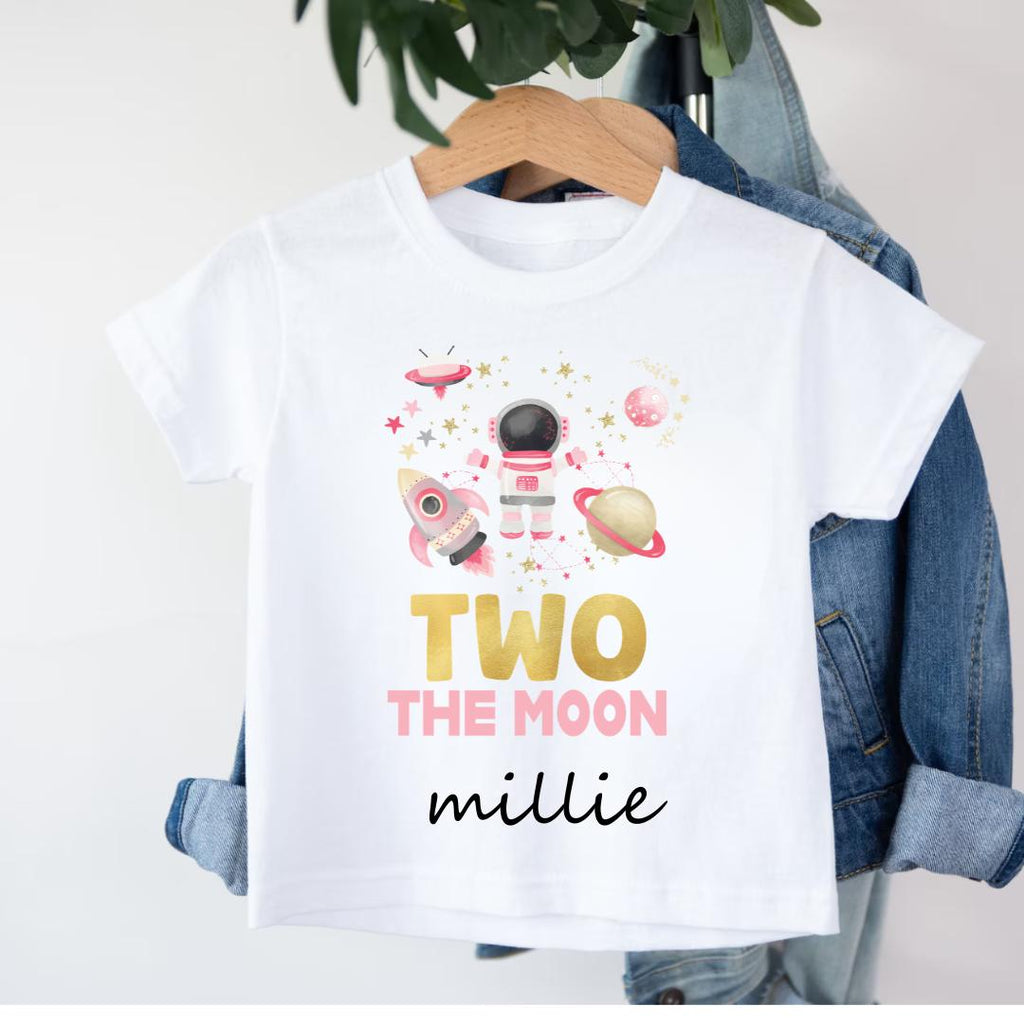 Girls 2nd Birthday T-shirt, 2nd Birthday Outfit, Personalised Kids Top, Birthday Gift For Girl , Two the Moon
