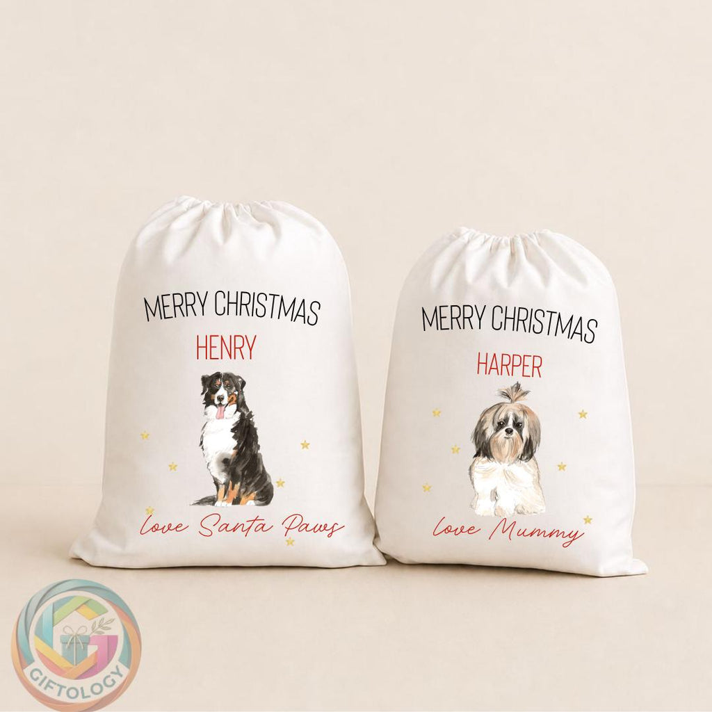 Personalised Dog Christmas Santa Sack: Custom Pet Gift Bag