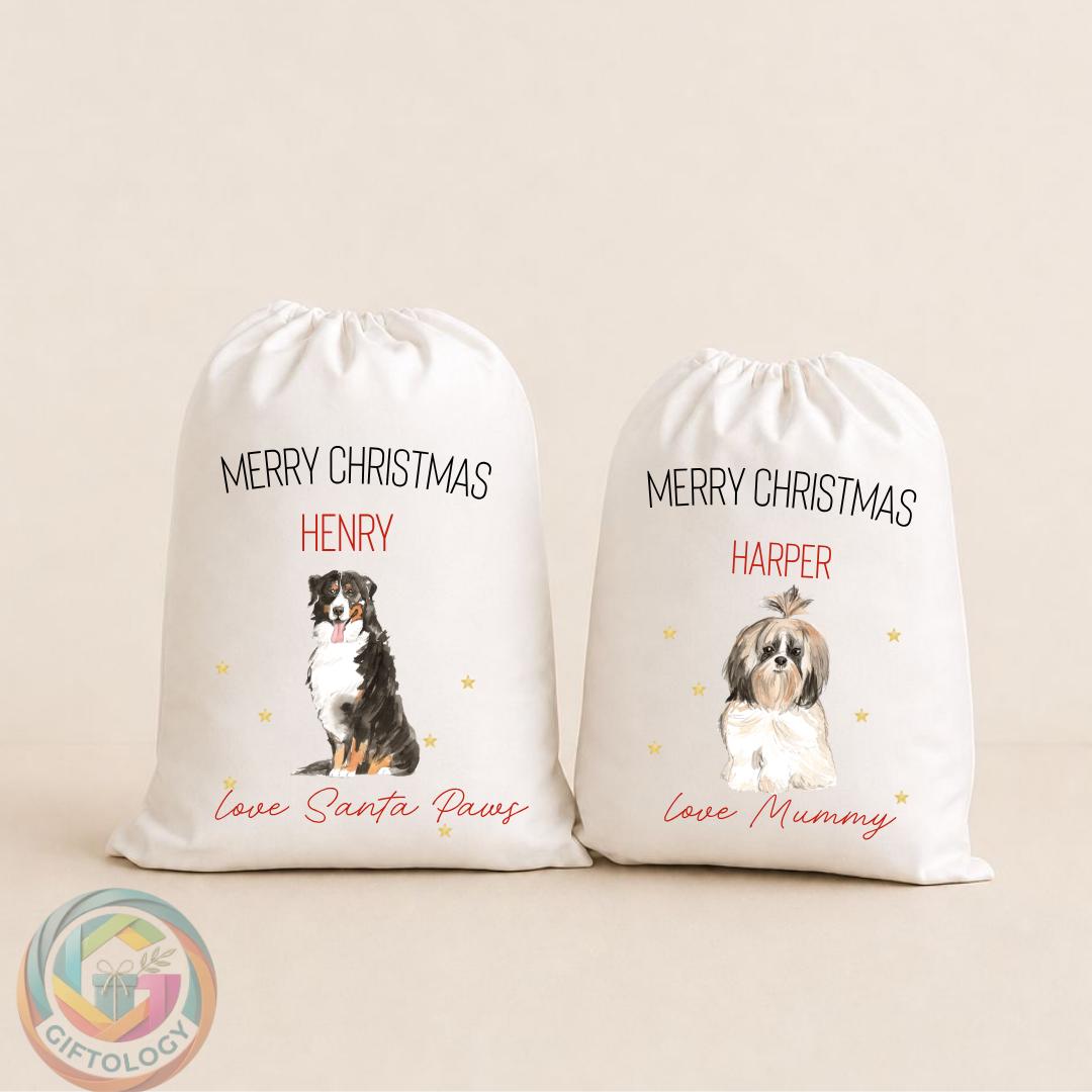Personalised Dog Christmas Santa Sack: Custom Pet Gift Bag
