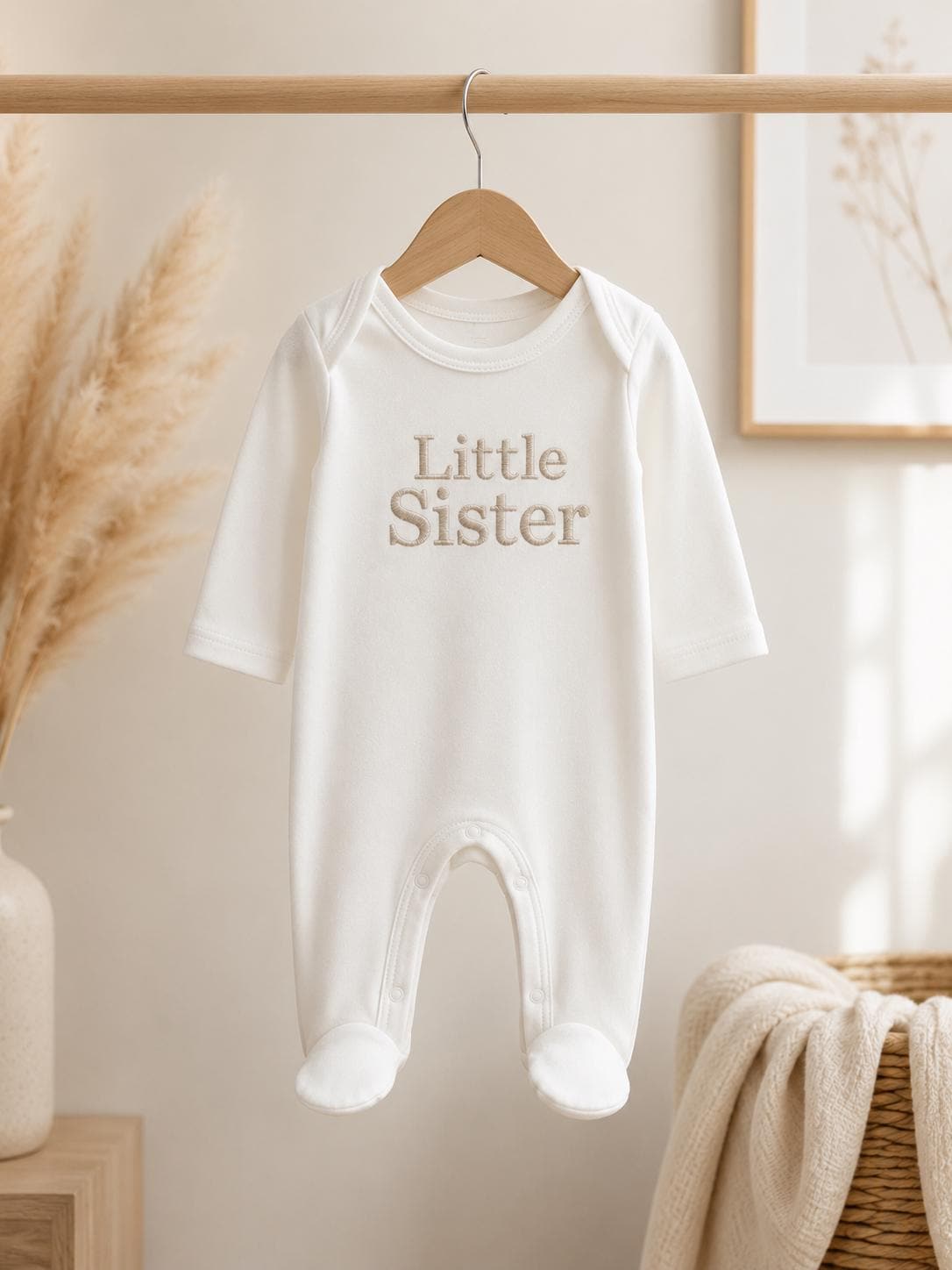 Embroidered Personalised Little Sister/ Brother Sleepsuit