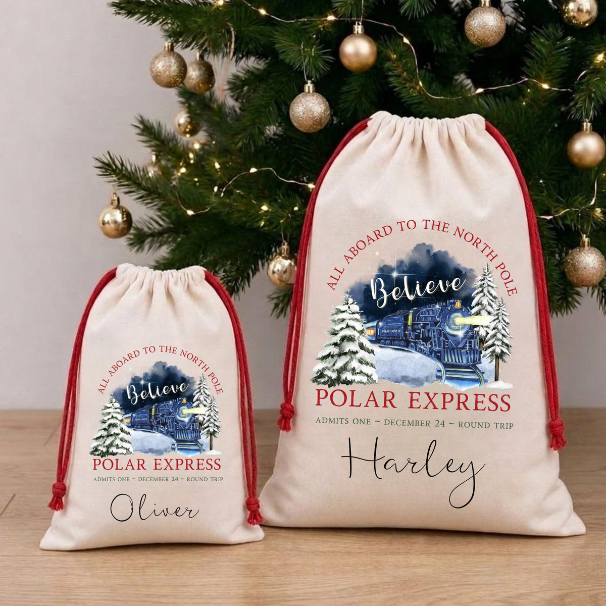 Personalised Santa Sack, Polar Train Christmas, Present Sack, Christmas Sacks, Christmas Eve Box, First Christmas, Christmas Stocking