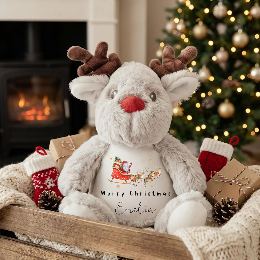 Personalised Reindeer Teddy Bear, Baby’s First Christmas Gift, Christmas Soft Toy, New Baby Xmas Gift, Baby Boy Girl, Christmas Keepsake