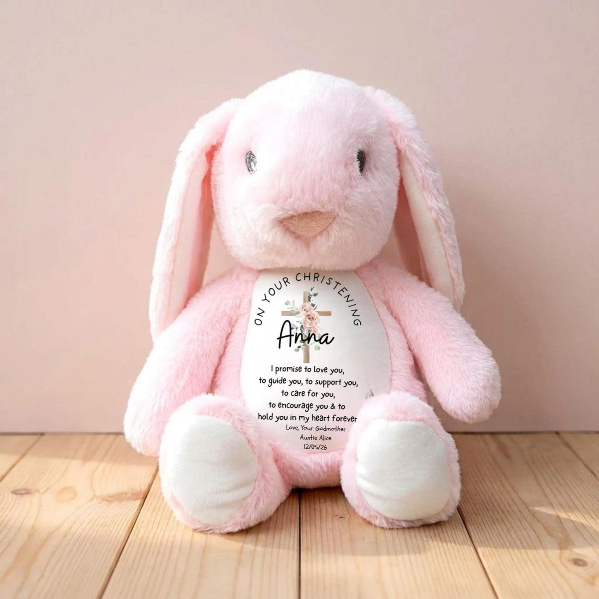 Girls Christening Gift,Personalised Baptism Gift, Goddaughter, Granddaugher, Niece,Naming Day, keepsake, Godparents,Godchild, Bunny