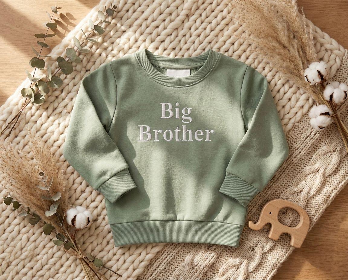Embroidered Big Brother Sweatshirt: Baby Announcement Jumper