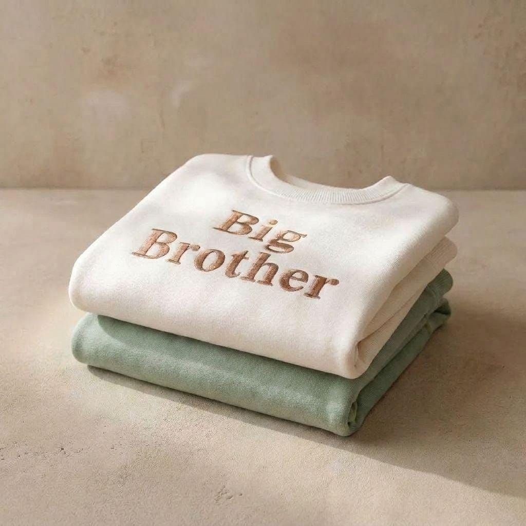 Embroidered Personalised Big Brother Sweatshirt: Baby Announcement Jumper