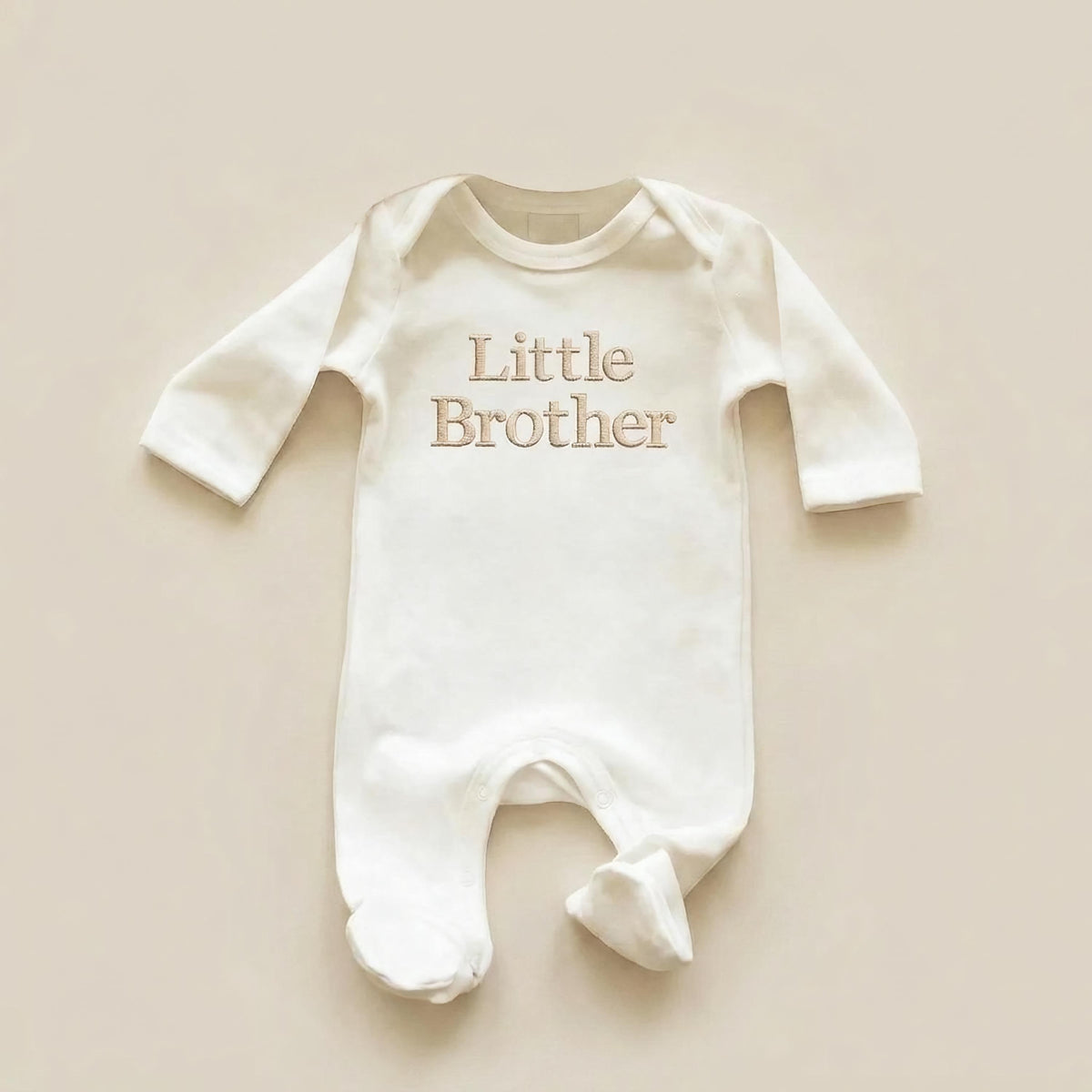 Embroidered Little Brother Sleepsuit: Cotton Babygrow