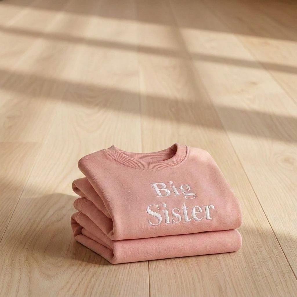 Embroidered Big Sister Sweatshirt: Baby Announcement Jumper