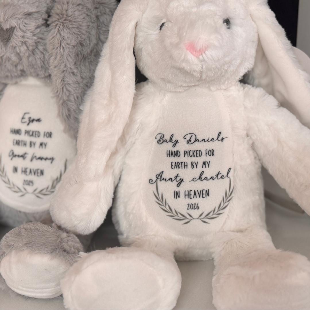Personalised Memorial Bunny – Grandparent Remembrance Plush Toy - In Memory of Gifts - Baby Gift - Boy - Girl