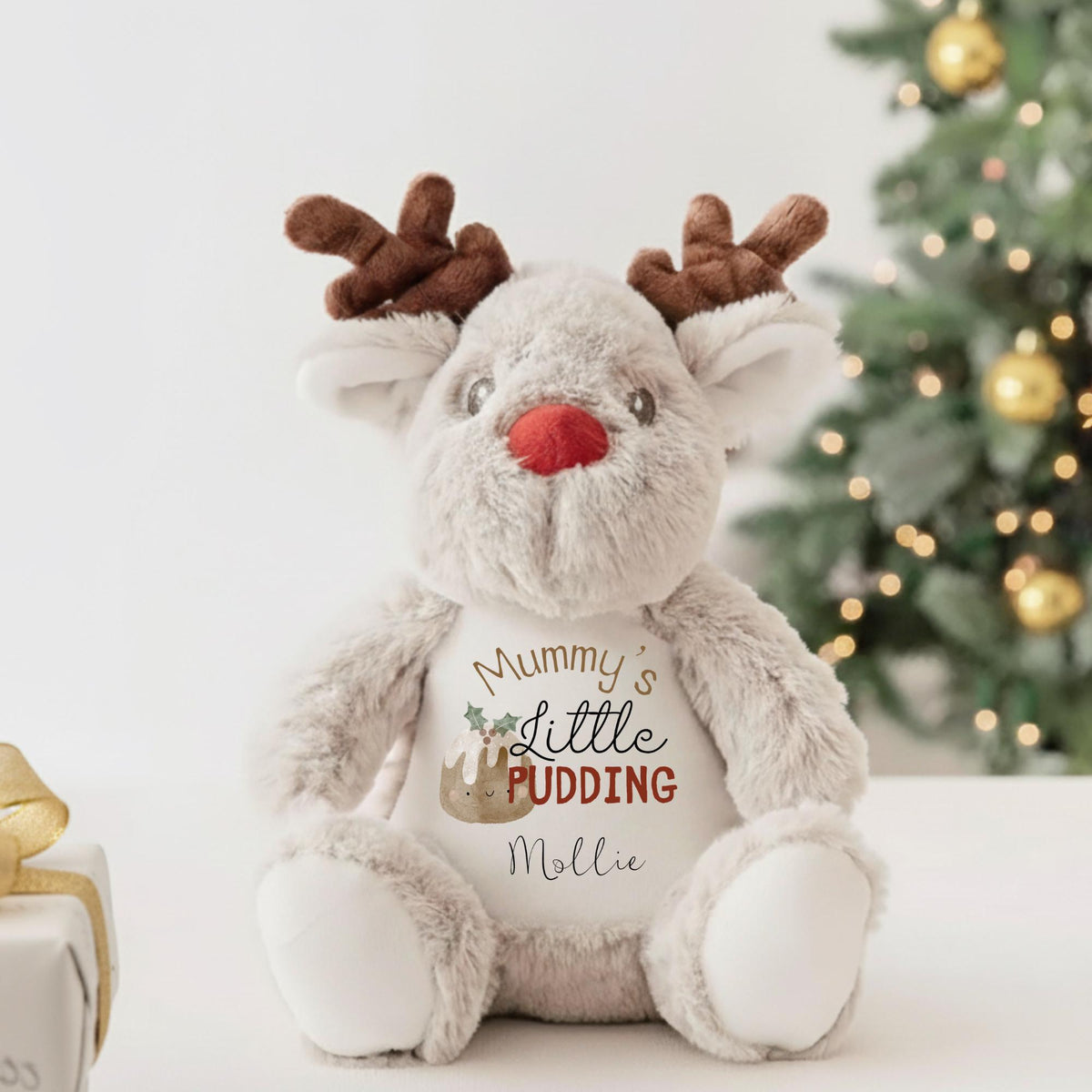 Personalised Reindeer Teddy, Custom Name Christmas Plush Toy