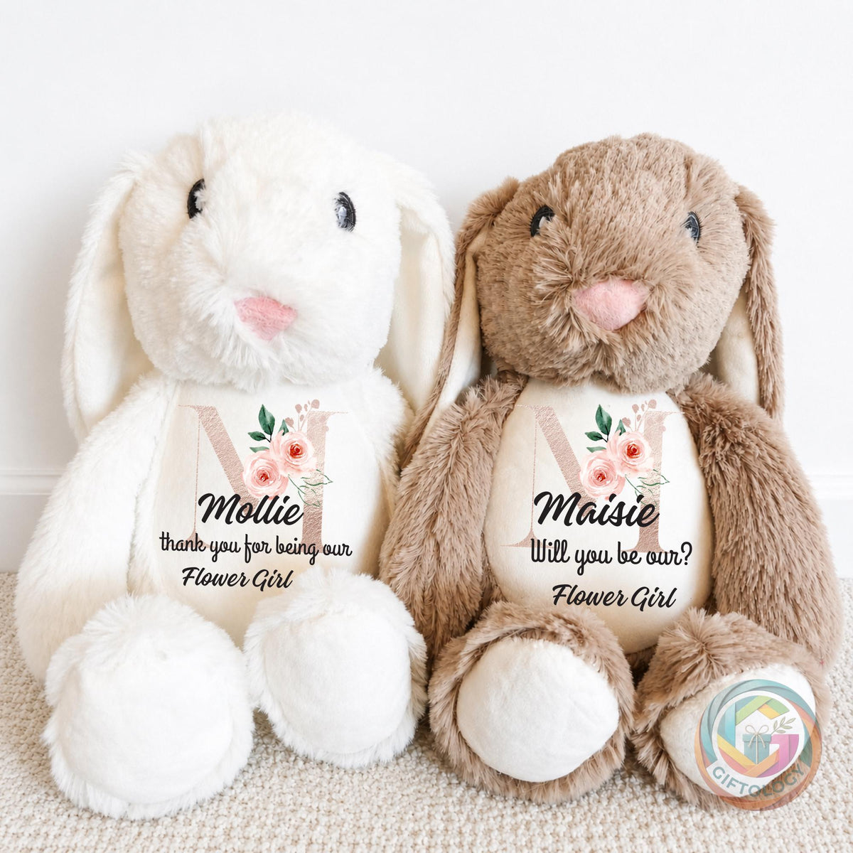 Personalised Flower Girl Teddy Gift, Thank You Flower Girl Keepsake, Wedding Flower Girl Gift, Custom Name Plush Toy, Flower Girl Proposal