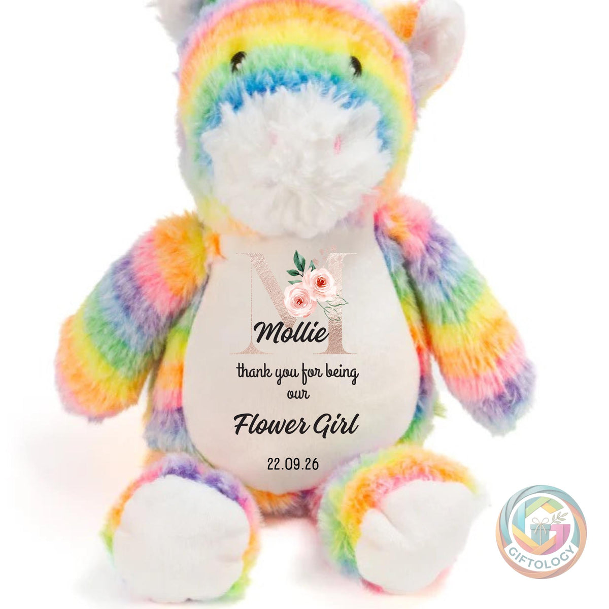 Personalised Flower Girl Teddy Gift, Thank You Flower Girl Keepsake, Wedding Flower Girl Gift, Custom Name Plush Toy, Flower Girl Proposal