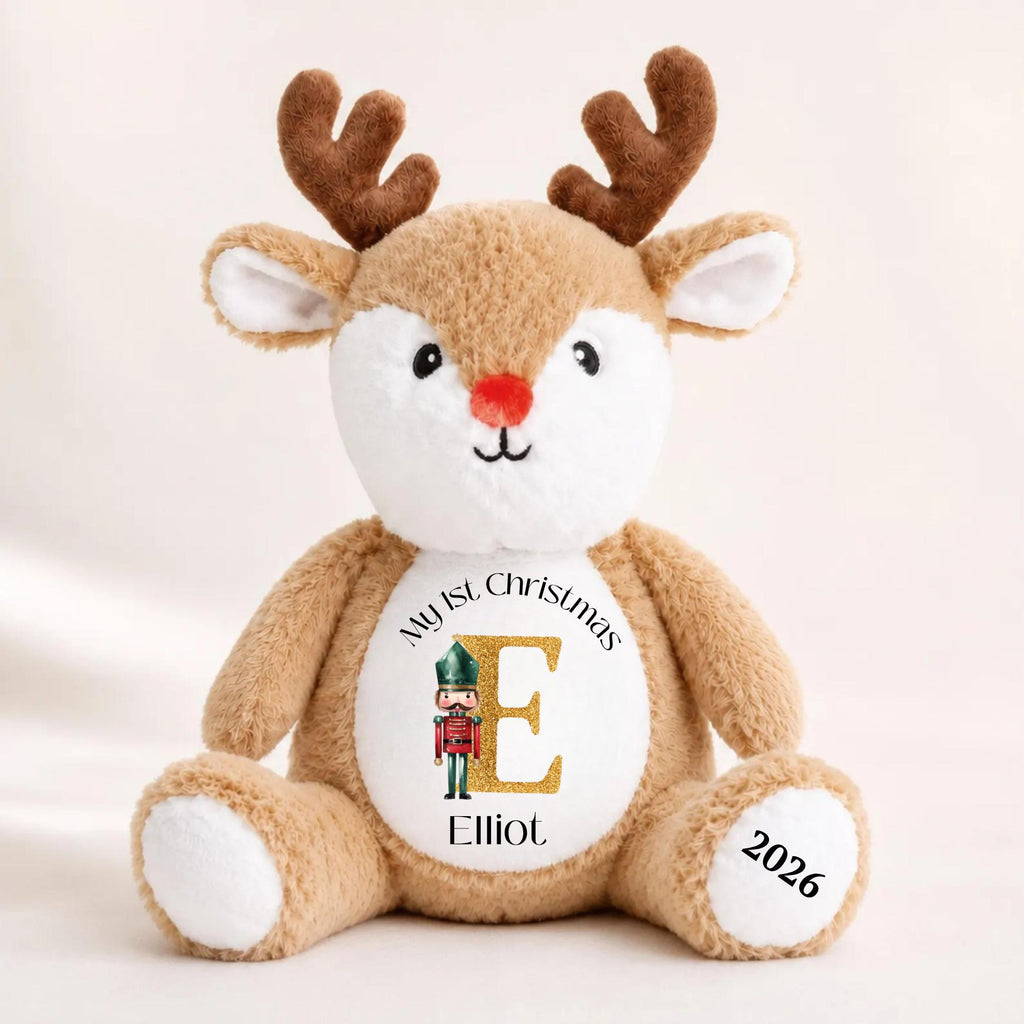 Personalised  Christmas Reindeer Teddy, Custom Name Christmas Plush Toy