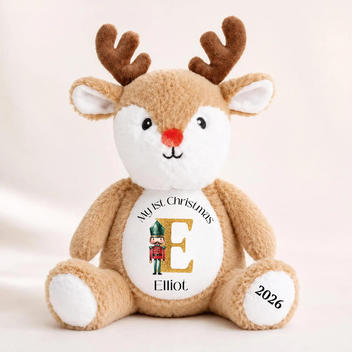 Personalised  Christmas Reindeer Teddy, Custom Name Christmas Plush Toy