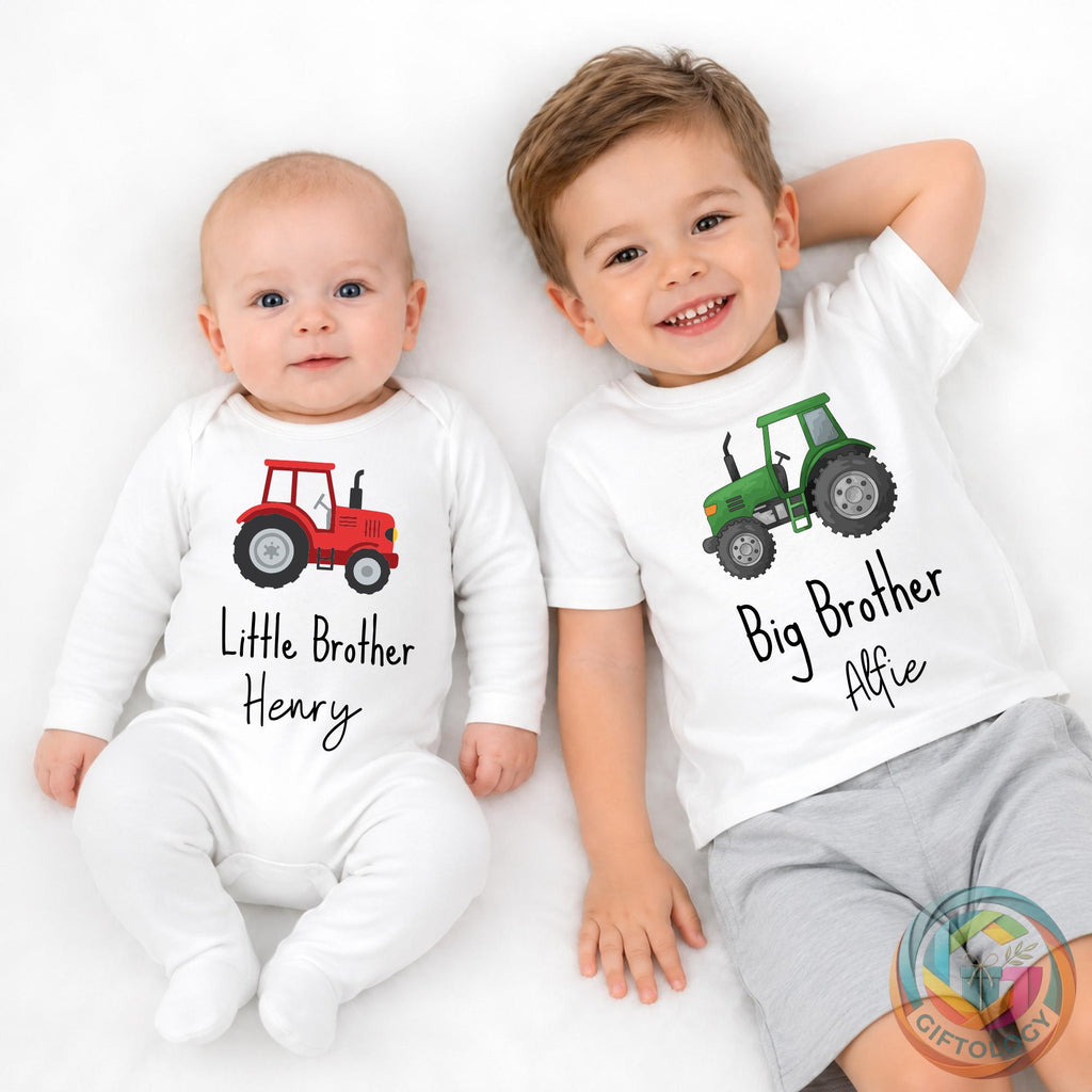 Personalised Big Brother and Little Brother T-shirt Babygrow, Siblings Outfit, Kids Personalised Tees, Matching Brother Gifts