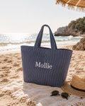 Personalised Embroidered Beach Bag , Custom Name Tote Bag , Bridesmaid Beach Bag , Holiday Tote , Poolside Bag