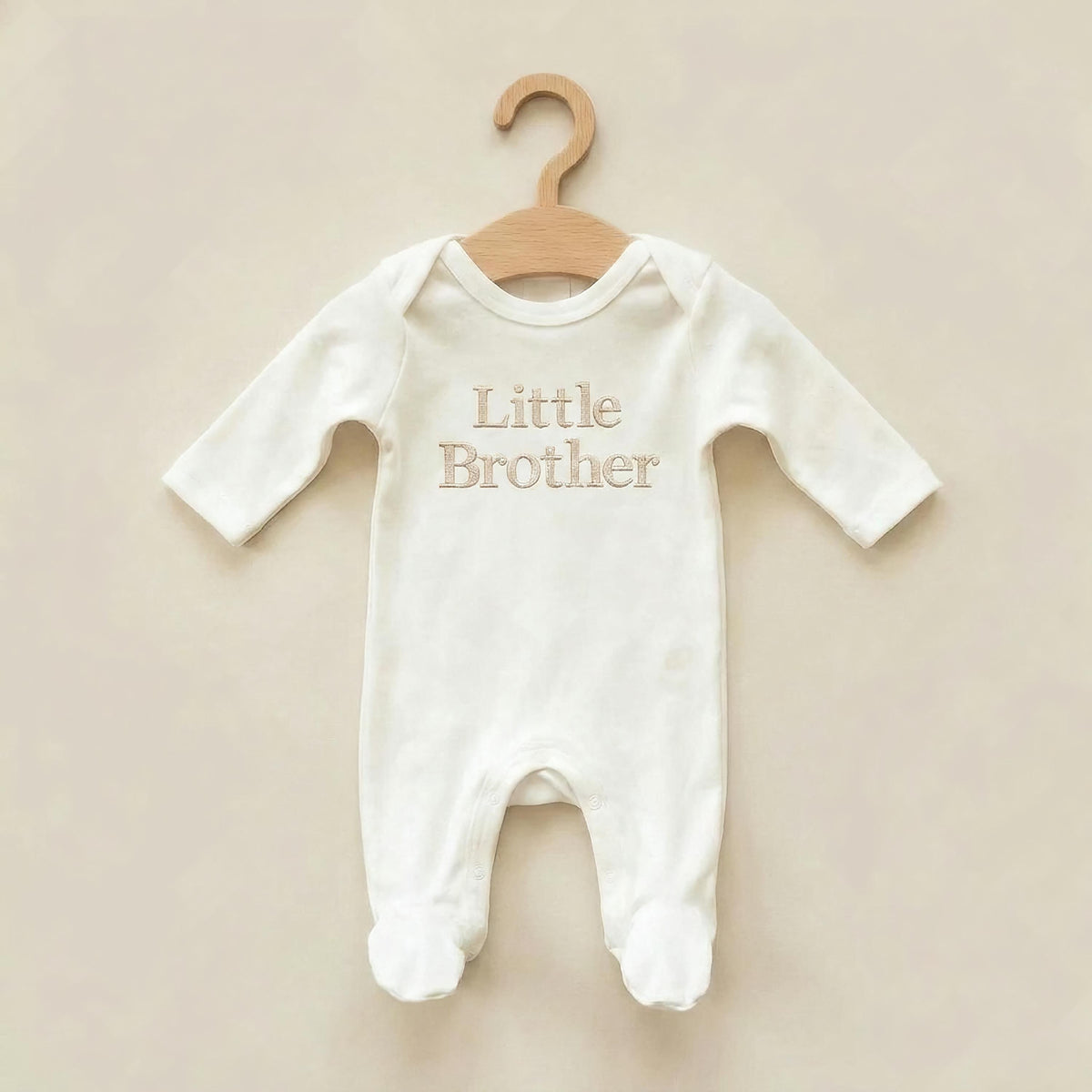 Embroidered Little Brother Sleepsuit: Cotton Babygrow