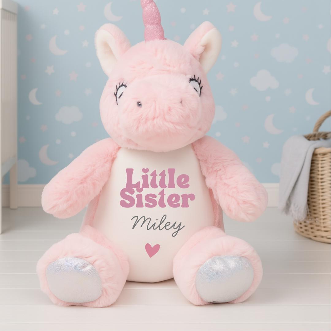 Personalised Bunny Plush Toy – Big Sister, Little Brother Announcement Keepsake