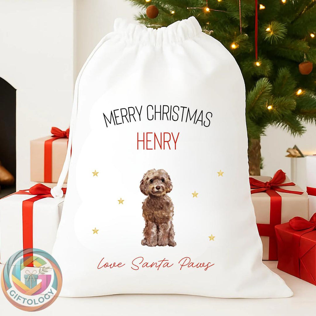 Personalised Dog Christmas Santa Sack: Custom Pet Gift Bag