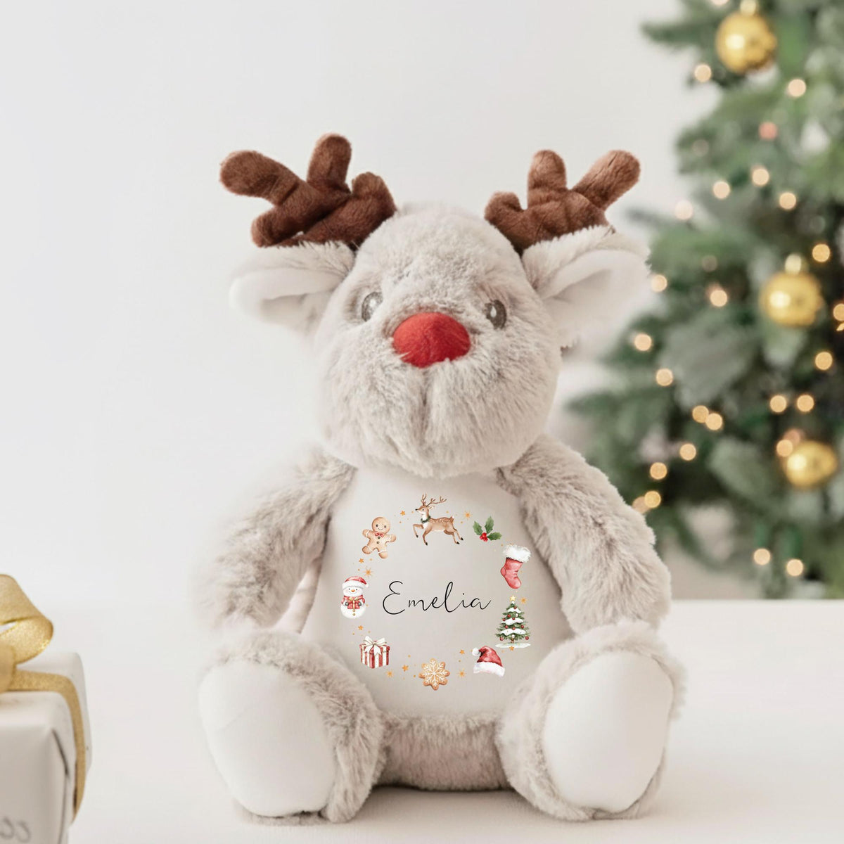 Personalised Reindeer Teddy, Custom Name Christmas Plush Toy