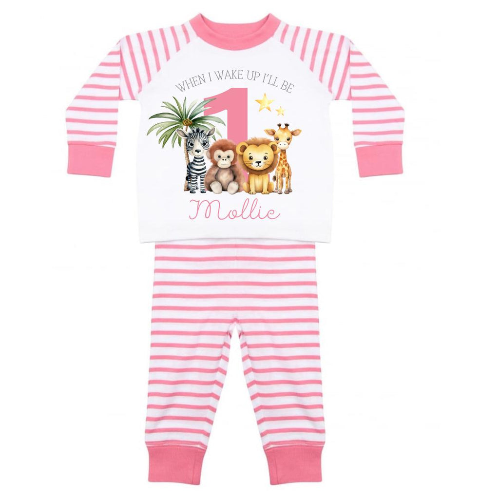 1st Birthday Pyjamas, Personalised Baby Pjs, Pink First Birthday Outfit, 12 month baby Girl, Cake smash outfit, Custom name pyjamas