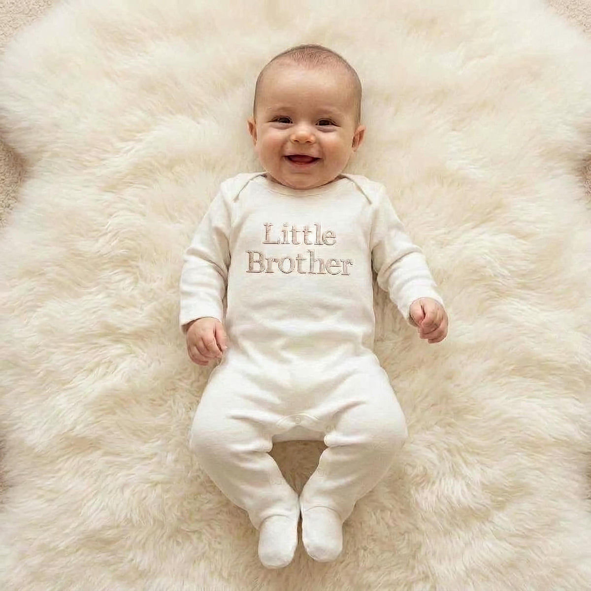 Embroidered Little Brother Sleepsuit: Cotton Babygrow