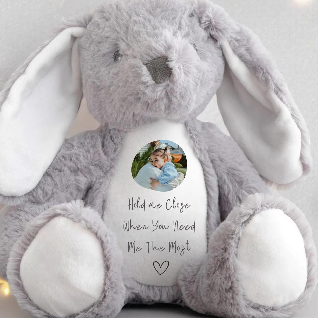 Personalised Memorial Teddy, Memory Teddy Bear , Hold me Close , Photo Memorial Gift