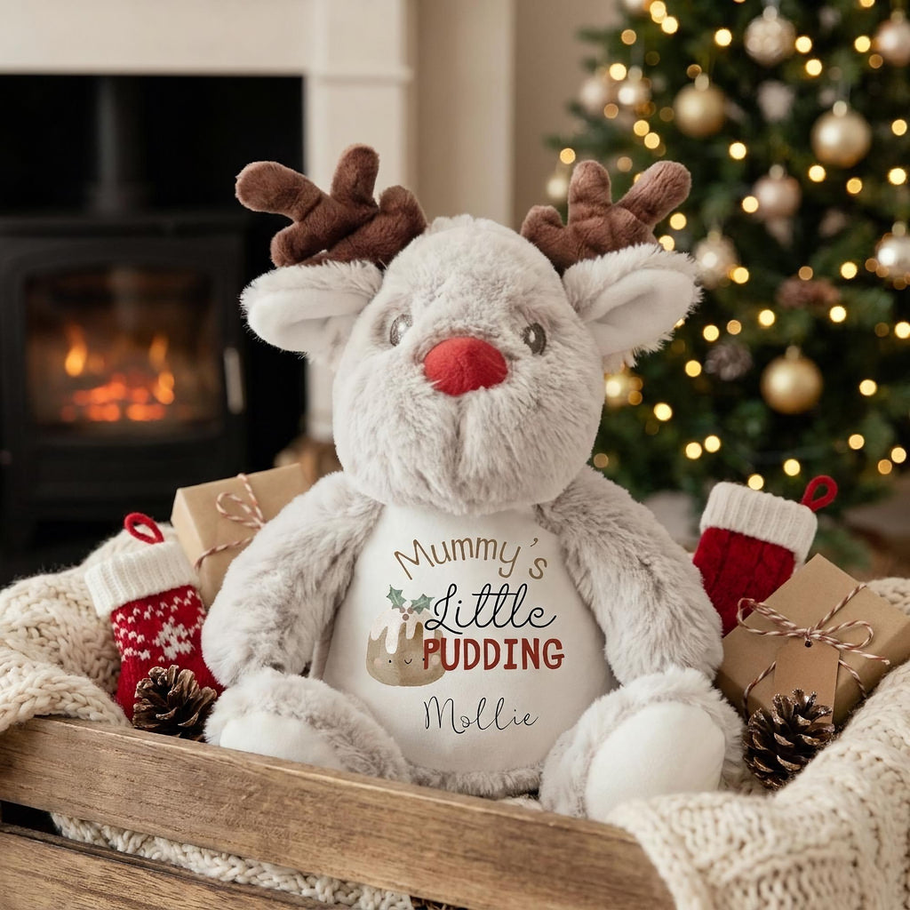 Personalised Reindeer Teddy, Custom Name Christmas Plush Toy