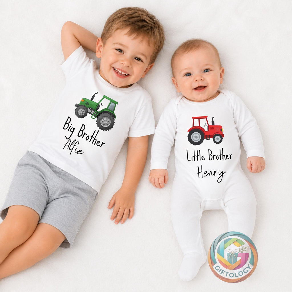 Personalised Big Brother and Little Brother T-shirt Babygrow, Siblings Outfit, Kids Personalised Tees, Matching Brother Gifts