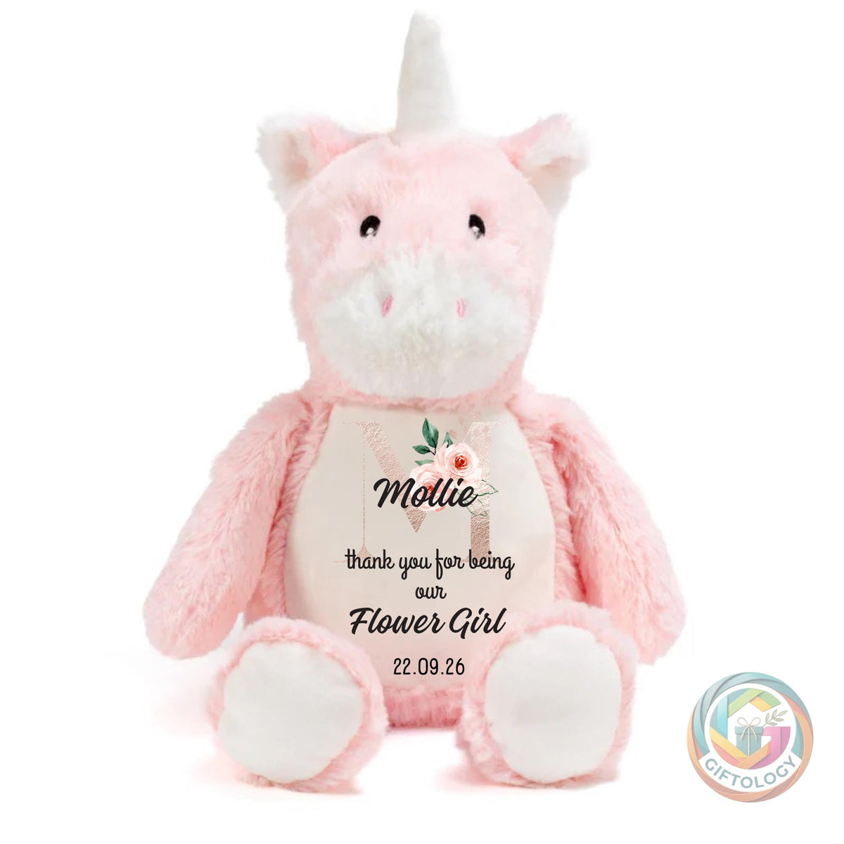 Personalised Flower Girl Teddy Gift, Thank You Flower Girl Keepsake, Wedding Flower Girl Gift, Custom Name Plush Toy, Flower Girl Proposal