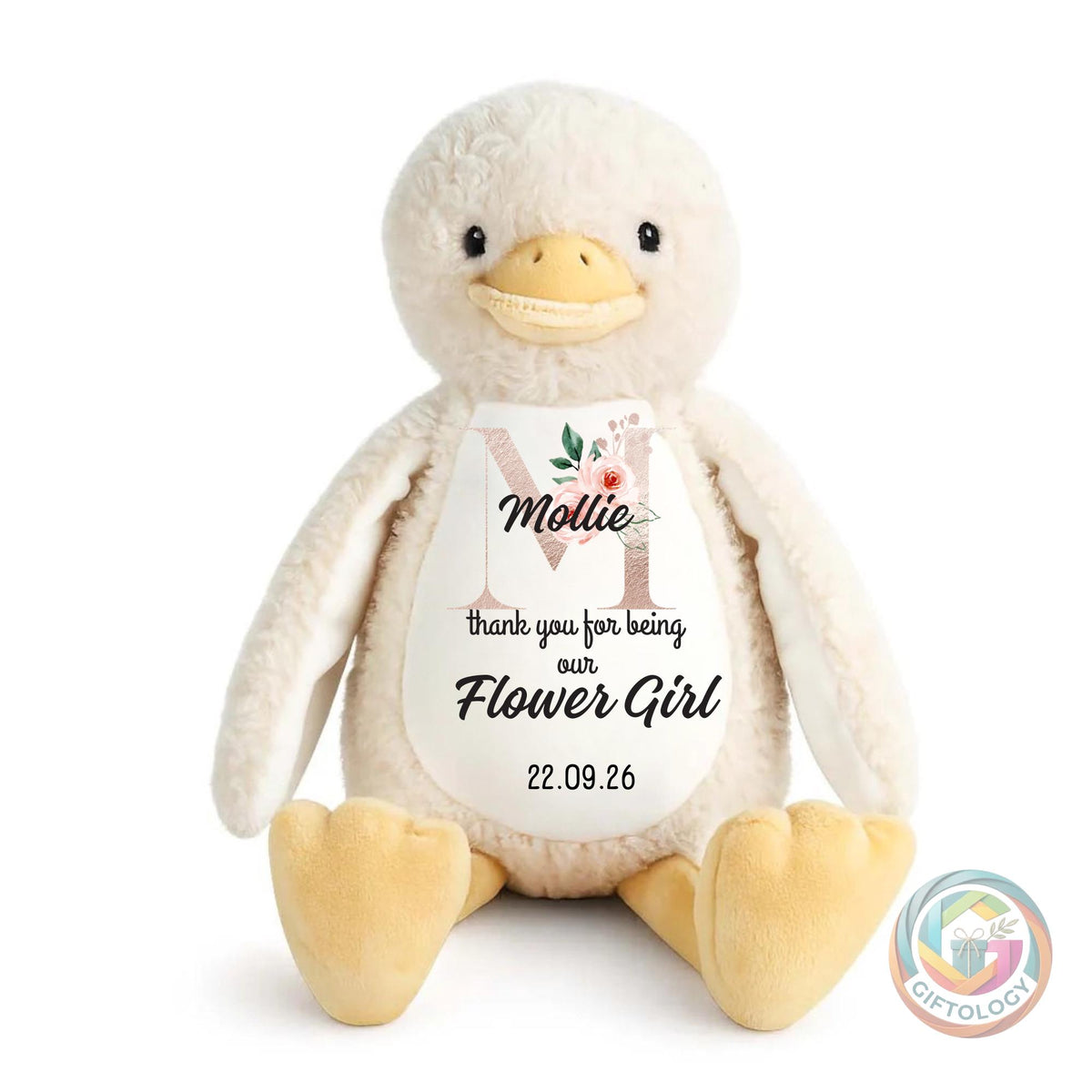 Personalised Flower Girl Teddy Gift, Thank You Flower Girl Keepsake, Wedding Flower Girl Gift, Custom Name Plush Toy, Flower Girl Proposal