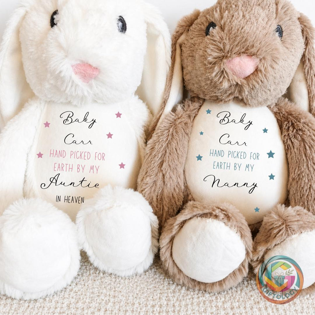 Personalised Memorial Bunny – Grandparent Remembrance Plush Toy - In Memory of Gifts - Baby Gift - Boy - Girl