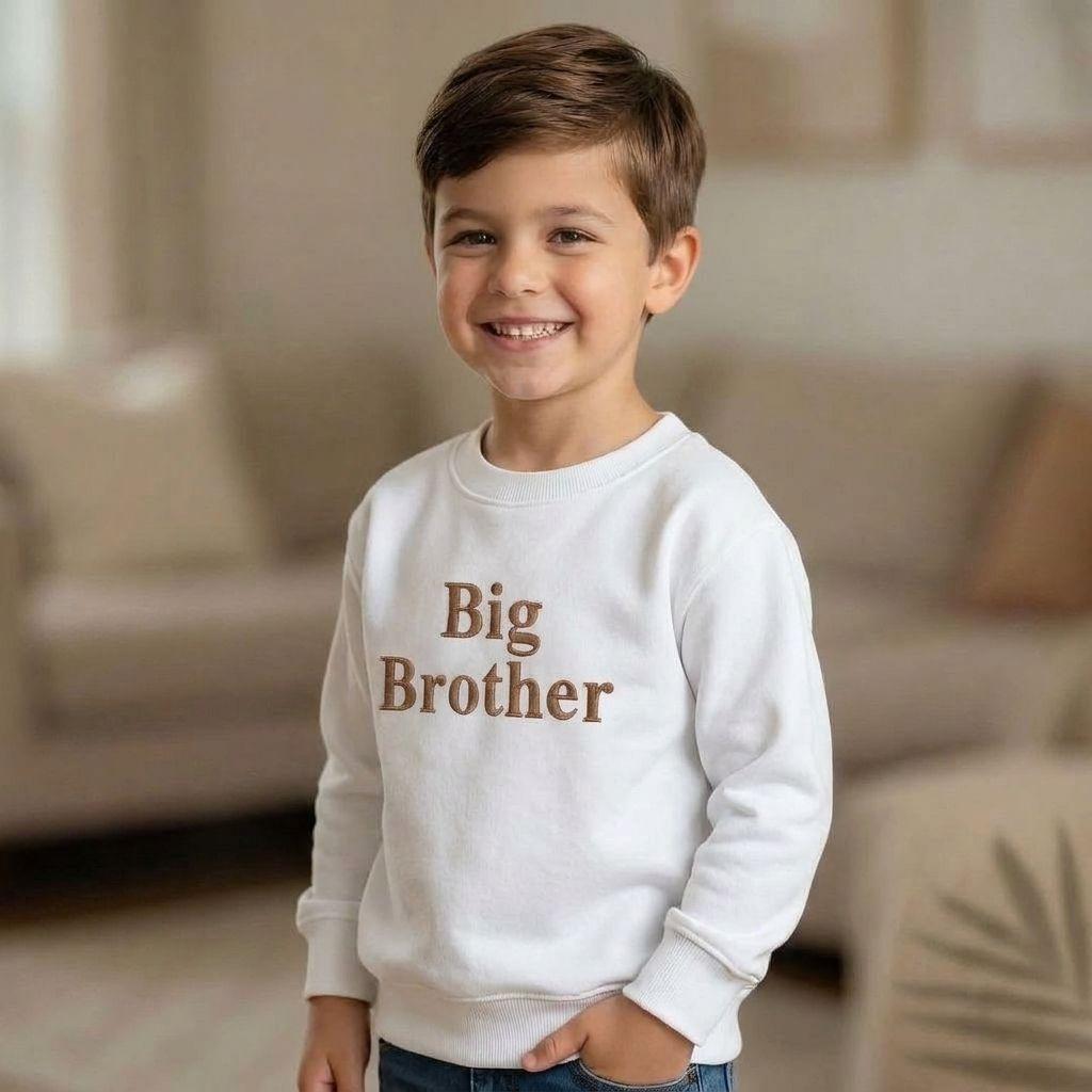 Embroidered Personalised Big Brother Sweatshirt: Baby Announcement Jumper