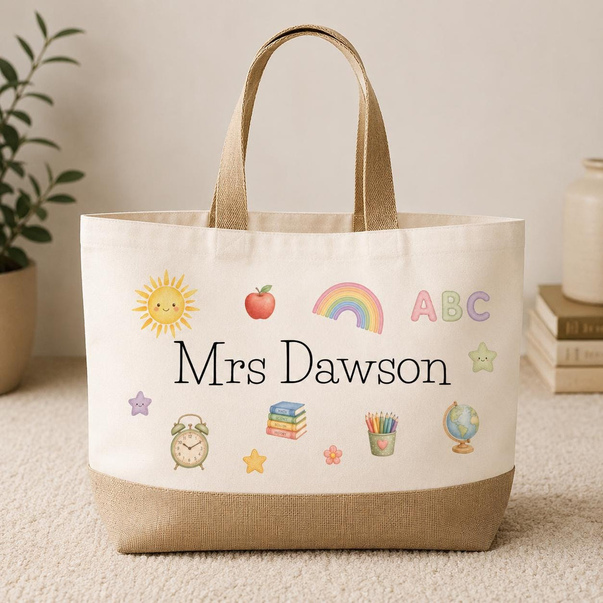 Personalised Teacher Bag, Thank You Teacher Gift, Custom Teacher Tote Bag, Teacher Present, Teaching Assistant Gift, Nursery Leaving Gift