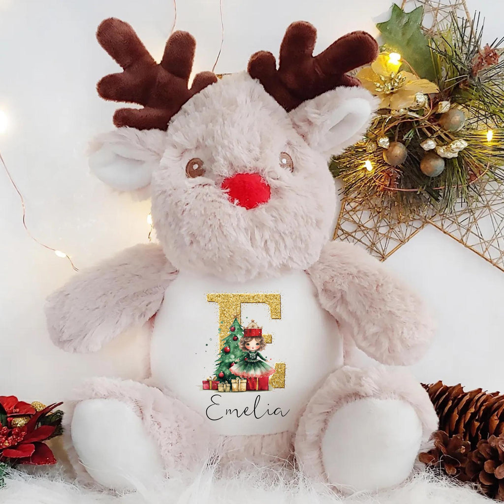 Personalised Reindeer Teddy, Custom Name Christmas Plush Toy