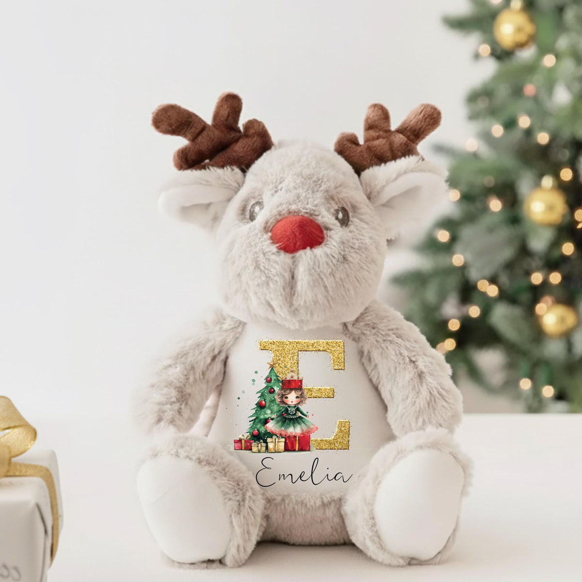Personalised Reindeer Teddy, Custom Name Christmas Plush Toy