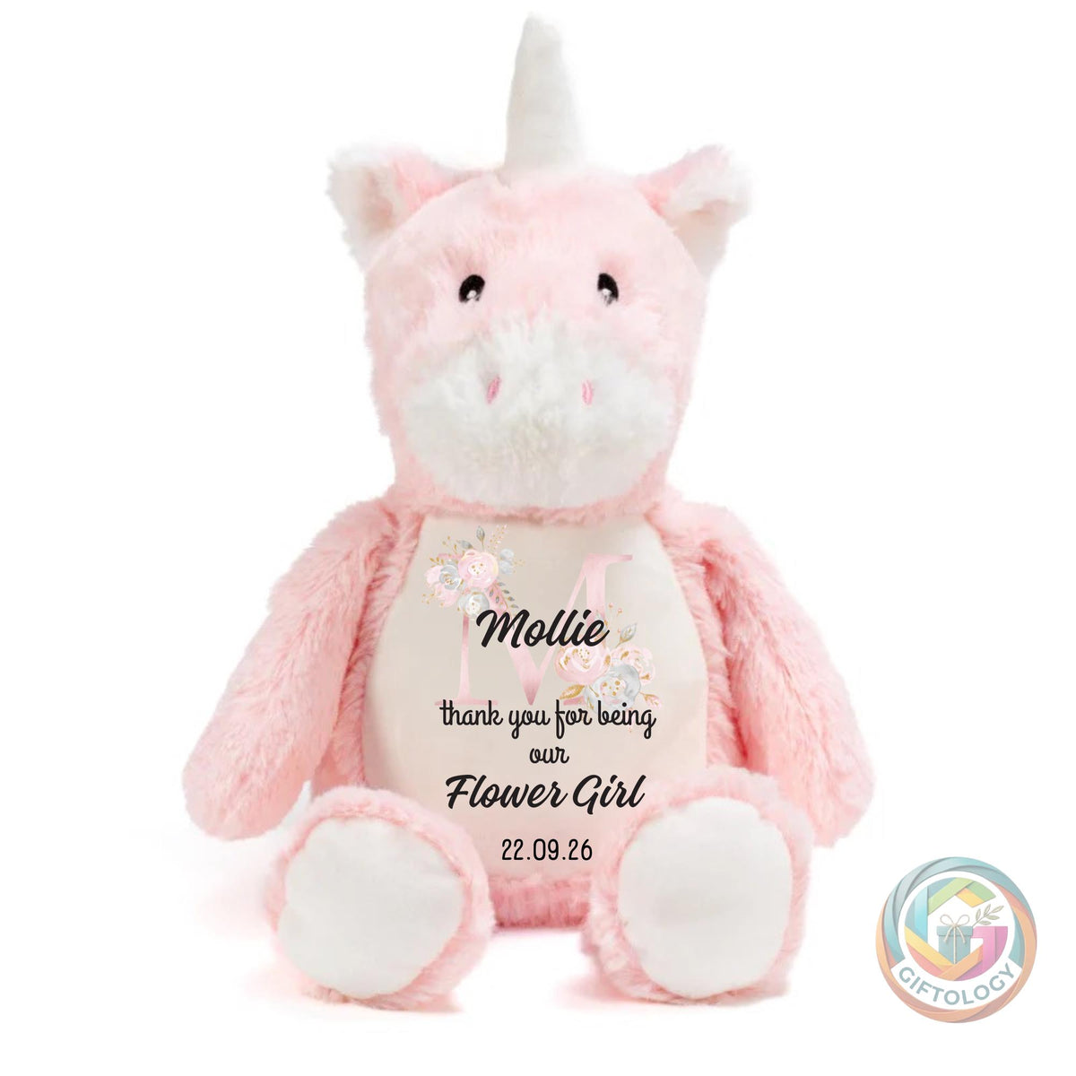 Personalised Flower Girl Teddy Gift, Thank You Flower Girl Keepsake, Wedding Flower Girl Gift, Custom Name Plush Toy, Flower Girl Proposal