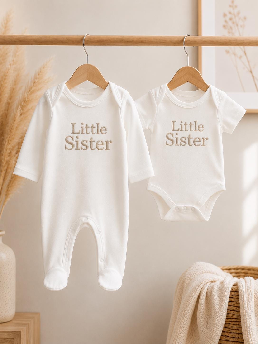 Embroidered Personalised Little Sister/ Brother Sleepsuit