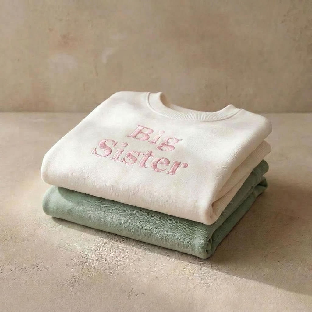 Embroidered Big Sister Sweatshirt: Baby Announcement Jumper