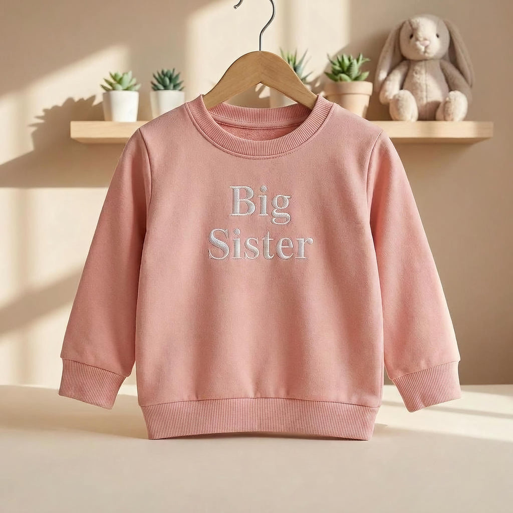 Embroidered Big Sister Sweatshirt: Baby Announcement Jumper