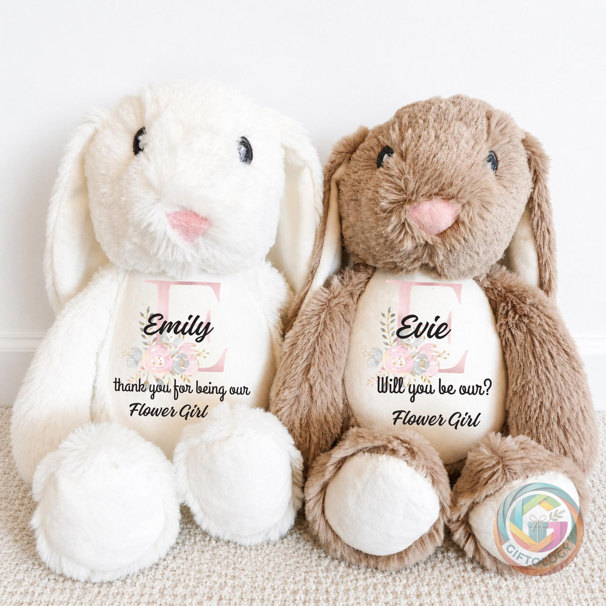 Personalised Flower Girl Teddy Gift, Thank You Flower Girl Keepsake, Wedding Flower Girl Gift, Custom Name Plush Toy, Flower Girl Proposal