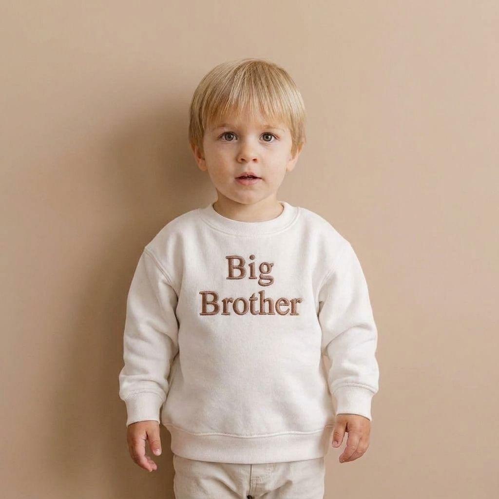Embroidered Personalised Big Brother Sweatshirt: Baby Announcement Jumper