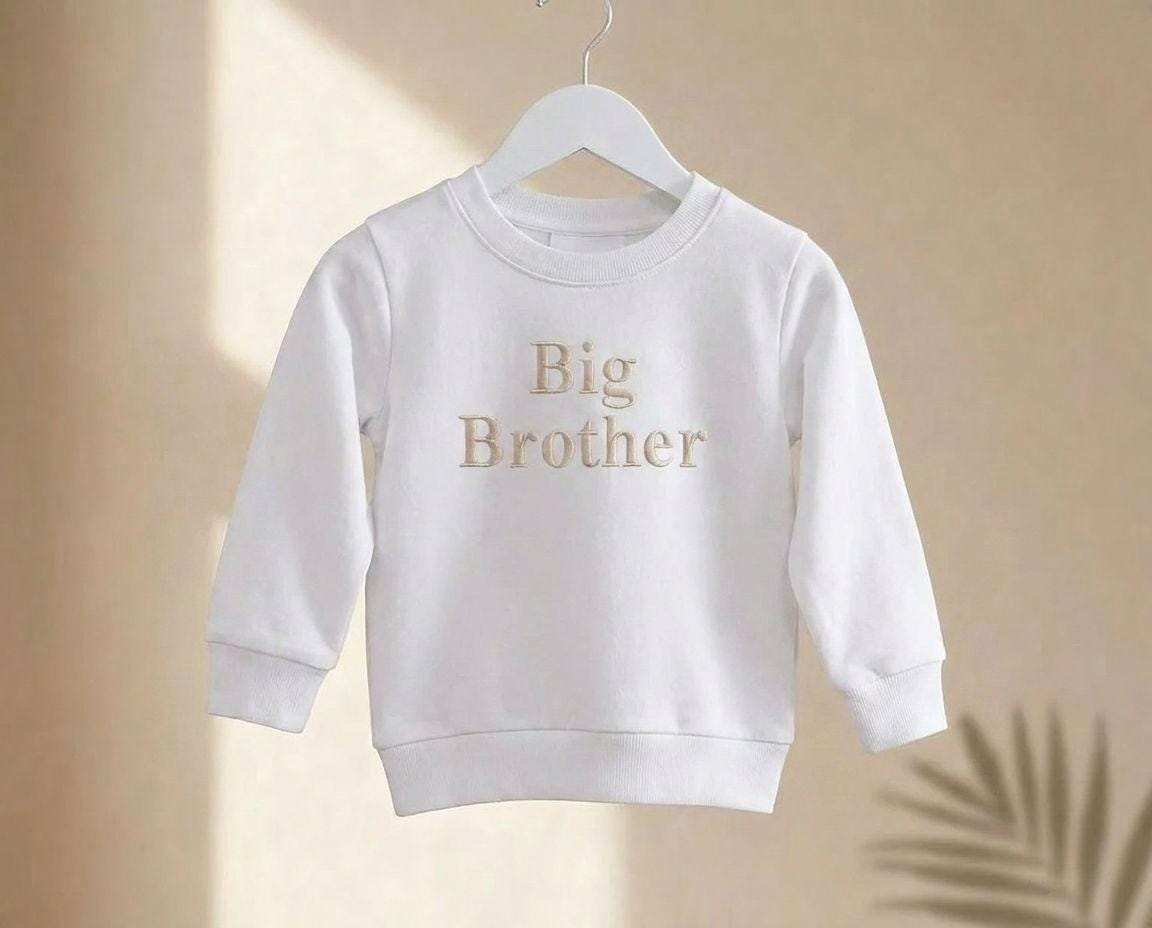 Embroidered Personalised Big Brother Sweatshirt: Baby Announcement Jumper