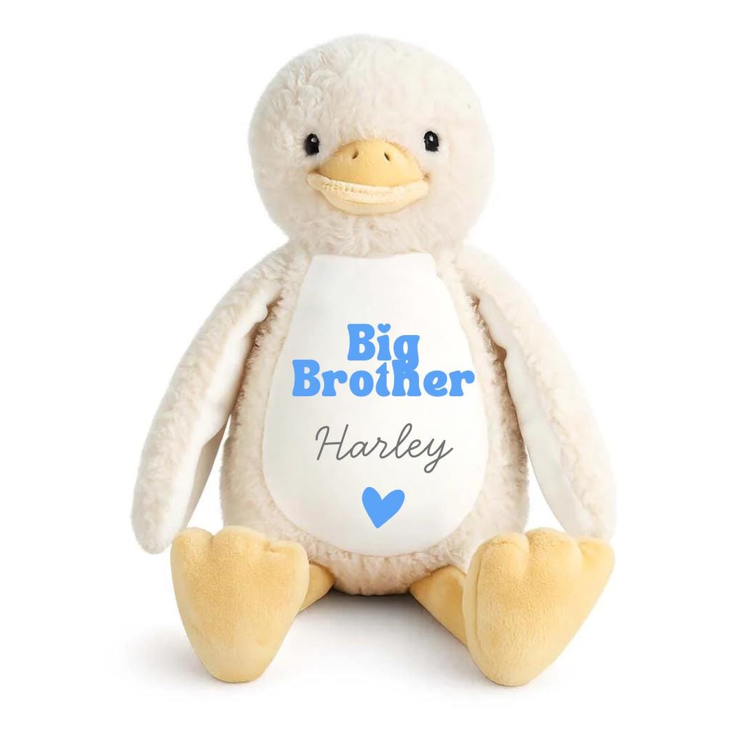 Personalised Bunny Plush Toy – Big Sister, Little Brother Announcement Keepsake