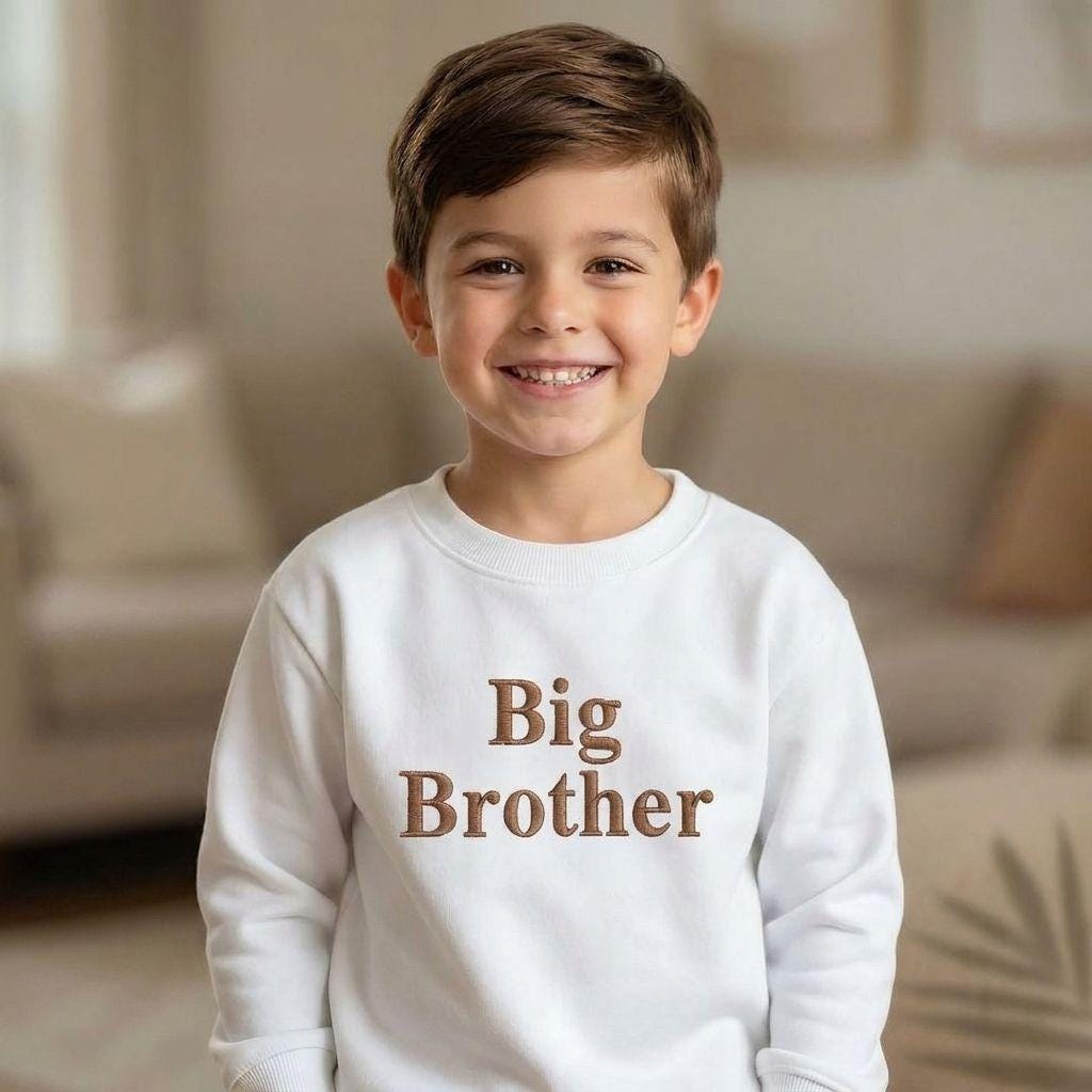 Embroidered Personalised Big Brother Sweatshirt: Baby Announcement Jumper